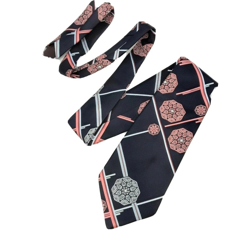 Vintage Necktie Regal Rose De Leon Wide Neck Tie Print Mens 4" W 56" L